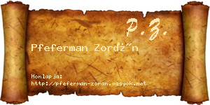 Pfeferman Zorán névjegykártya